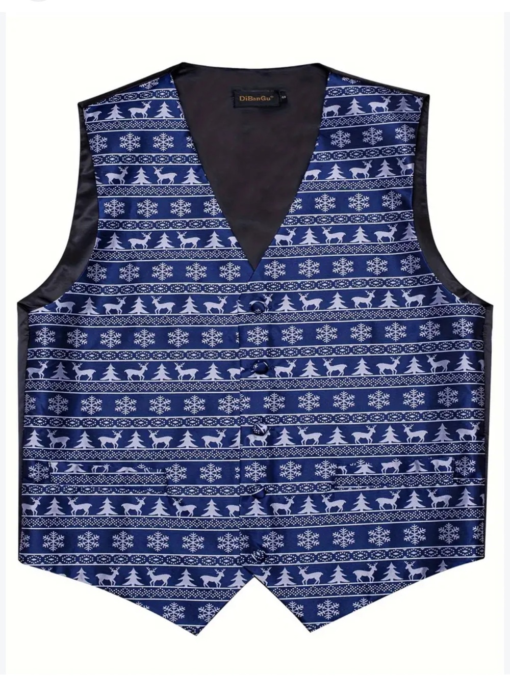 Men’s Navy Blue and White Holiday Vest Christmas Ugly Sweater Party size M